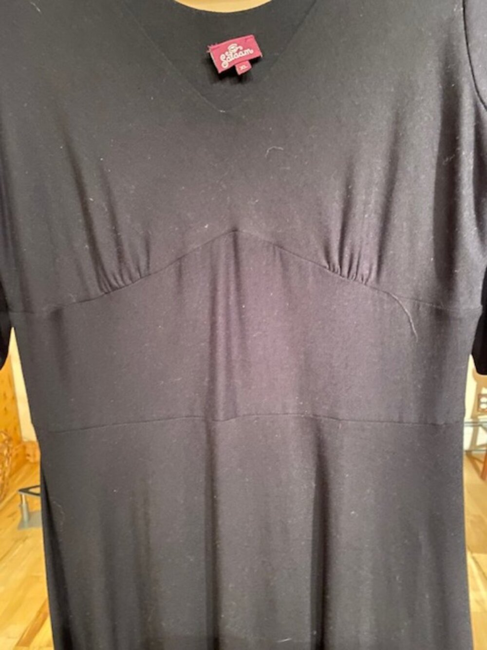 Salaam womens XL black knit dress skaters style scoop neck 3/4 sleeve Rayon/Span - Picture 2 of 9